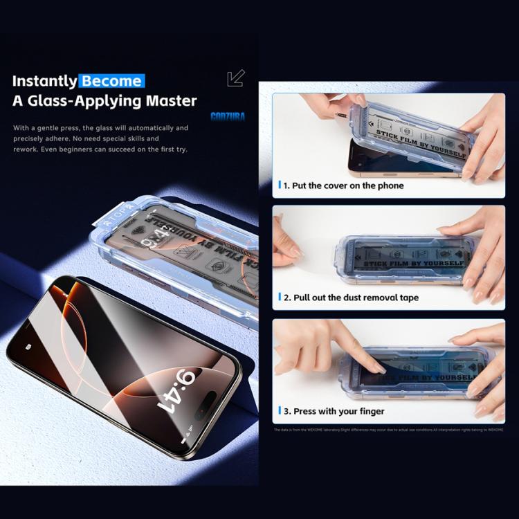 WK WTP-115 Easy Install 6D Curved Ultra-Fine Edge HD Tempered Glass Film, For iPhone 16 Pro Max, For iPhone 16 Pro, For iPhone 16 Plus / 15 Plus, For iPhone 16 / 15, For iPhone 15 Pro Max, For iPhone 15 Pro, For iPhone 13 Pro Max / 14 Plus�������������...