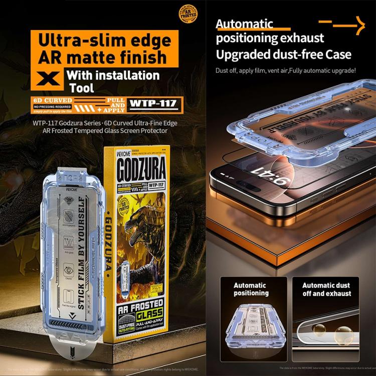 WK WTP-117 Easy Install 6D Curved Ultra-Fine Edge AR Frosted Tempered Glass Film, For iPhone 16 Pro Max, For iPhone 16 Pro, For iPhone 16 Plus / 15 Plus, For iPhone 16 / 15, For iPhone 15 Pro Max, For iPhone 15 Pro, For iPhone 13 Pro Max / 14 Plus�����...