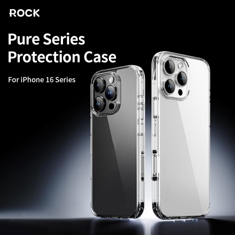 ROCK Pure Series Clear PC Hybrid TPU Phone Case, For iPhone 16 Pro Max, For iPhone 16 Pro, For iPhone 16 Plus, For iPhone 16