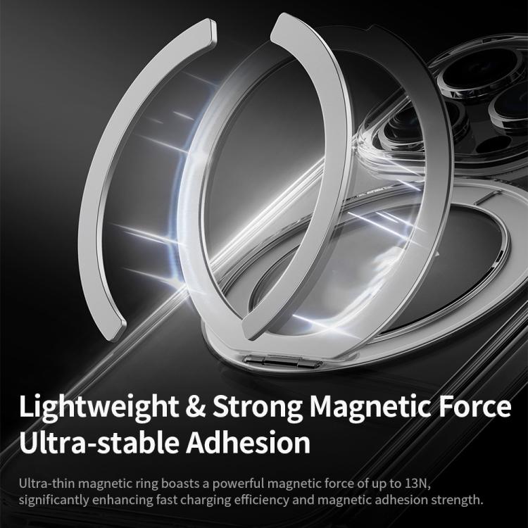 ROCK JingDun Series Clear Rotating MagSafe Holder PC Hybrid TPU Phone Case, For iPhone 16 Pro Max, For iPhone 16 Pro