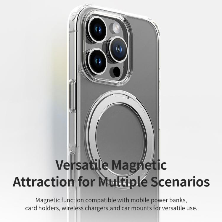 ROCK JingDun Series Clear Rotating MagSafe Holder PC Hybrid TPU Phone Case, For iPhone 16 Pro Max, For iPhone 16 Pro