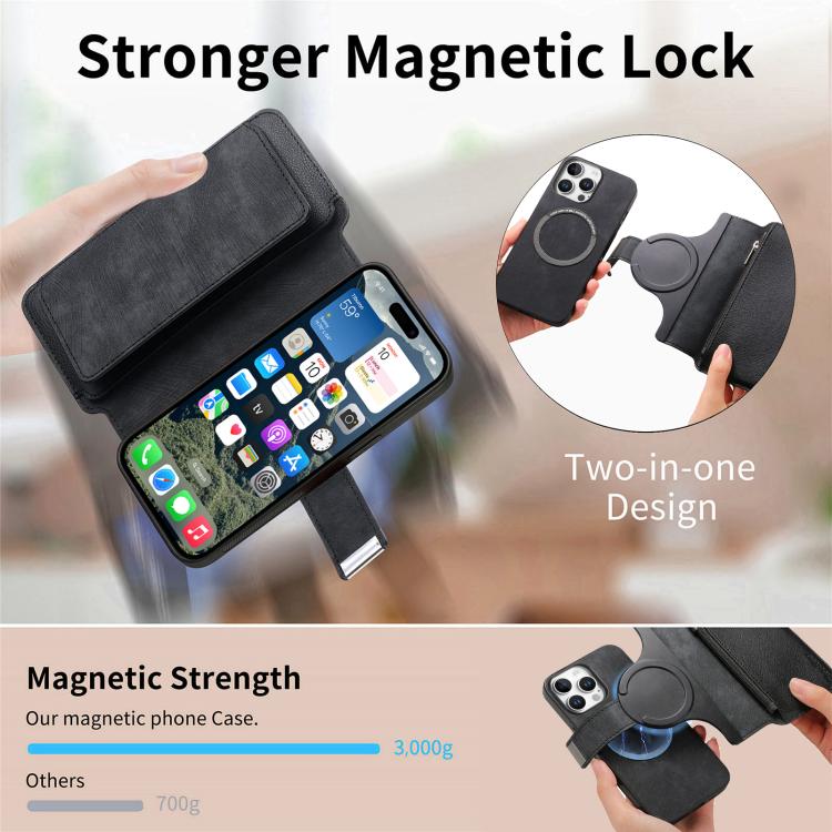 CaseNeo MagSafe RFID Anti-theft Zipper Wallet Retro Leather Phone Case, For iPhone 16 Pro Max, For iPhone 16 Pro, For iPhone 16 Plus, For iPhone 16, For iPhone 14