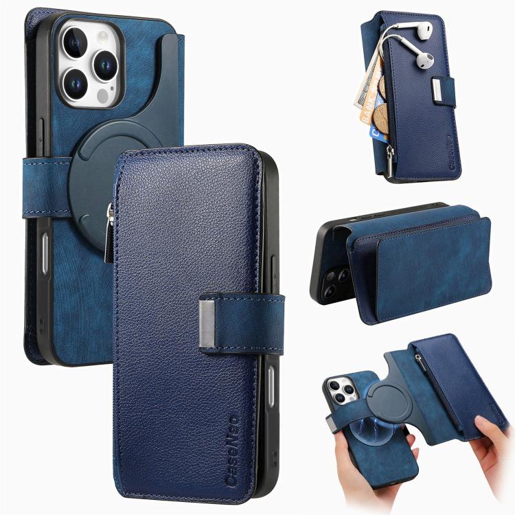 CaseNeo MagSafe RFID Anti-theft Zipper Wallet Retro Leather Phone Case, For iPhone 16 Pro Max, For iPhone 16 Pro, For iPhone 16 Plus, For iPhone 16, For iPhone 14