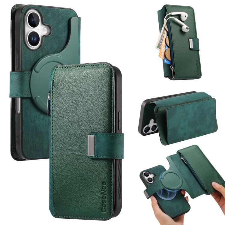 CaseNeo MagSafe RFID Anti-theft Zipper Wallet Retro Leather Phone Case, For iPhone 16 Pro Max, For iPhone 16 Pro, For iPhone 16 Plus, For iPhone 16, For iPhone 14