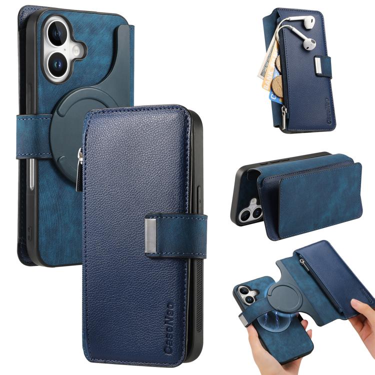 CaseNeo MagSafe RFID Anti-theft Zipper Wallet Retro Leather Phone Case, For iPhone 16 Pro Max, For iPhone 16 Pro, For iPhone 16 Plus, For iPhone 16, For iPhone 14