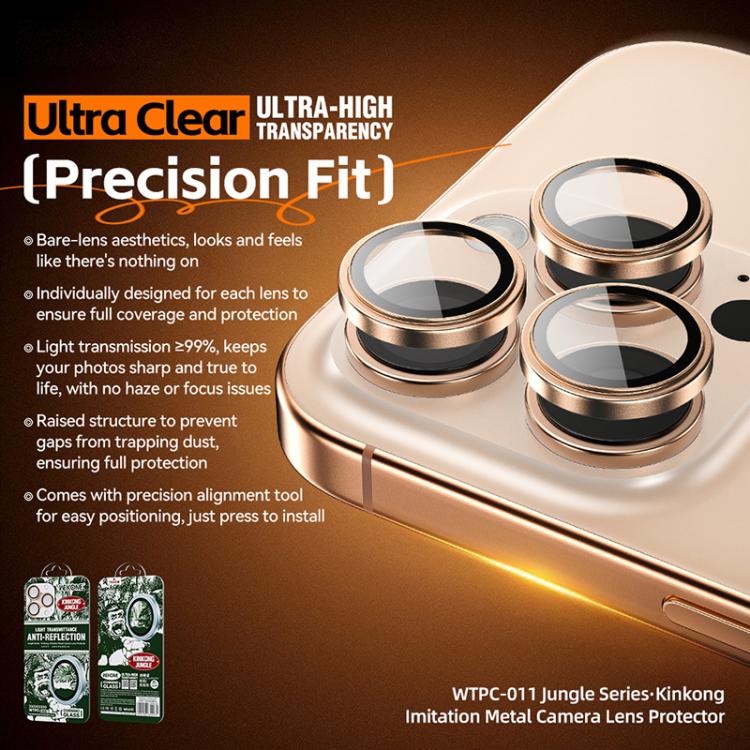 WTPC-011 Jungle Series Kinkong Imitation Metal Camera Lens Protector Film, For iPhone 16 Pro / 16 Pro Max