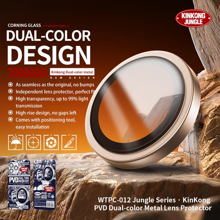 WK WTPC-012 Jungle Series Kinkong PVD Dual-color Metal Lens Protector Film, For iPhone 16 Pro / 16 Pro Max