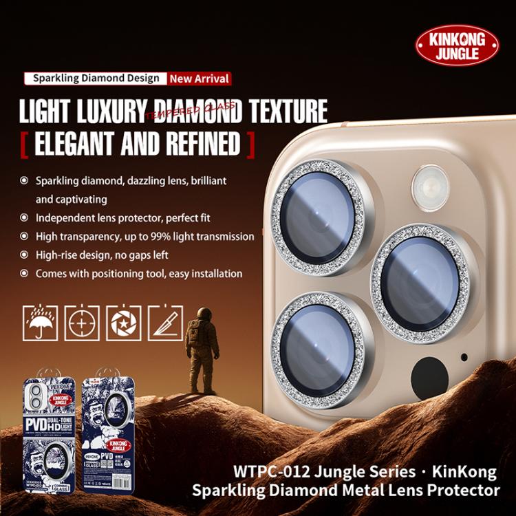 WK WTPC-012 Jungle Series Kinkong Sparkling Diamond Metal Lens Protector Film, For iPhone 16 Pro / 16 Pro Max