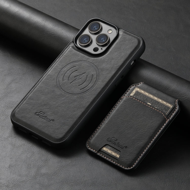 Suteni H15 MagSafe Oil Eax Leather Detachable Wallet Back Phone Case, For iPhone 13 Pro, For iPhone 13, For iPhone 12, For iPhone 12 Pro Max, For iPhone 12 Pro