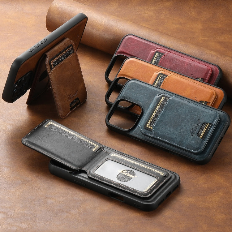 Suteni H15 MagSafe Oil Eax Leather Detachable Wallet Back Phone Case, For iPhone 13 Pro, For iPhone 13, For iPhone 12, For iPhone 12 Pro Max, For iPhone 12 Pro