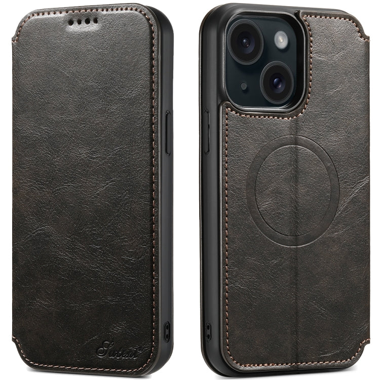 Suteni J05 Leather Magnetic MagSafe Phone Case, For iPhone 17 Pro Max, For iPhone 17 Pro, For iPhone 17, For iPhone 17 AIr, For iPhone 16 Pro Max, For iPhone 16 Pro, For iPhone 16 Plus, For iPhone 16, For iPhone 15 Pro Max, For iPhone 15 Pro�����������...