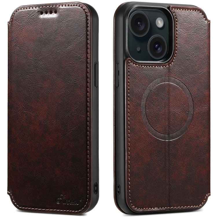 Suteni J05 Leather Magnetic MagSafe Phone Case, For iPhone 17 Pro Max, For iPhone 17 Pro, For iPhone 17, For iPhone 17 AIr, For iPhone 16 Pro Max, For iPhone 16 Pro, For iPhone 16 Plus, For iPhone 16, For iPhone 15 Pro Max, For iPhone 15 Pro�����������...