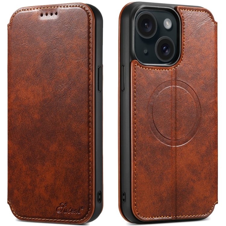 Suteni J05 Leather Magnetic MagSafe Phone Case, For iPhone 17 Pro Max, For iPhone 17 Pro, For iPhone 17, For iPhone 17 AIr, For iPhone 16 Pro Max, For iPhone 16 Pro, For iPhone 16 Plus, For iPhone 16, For iPhone 15 Pro Max, For iPhone 15 Pro�����������...