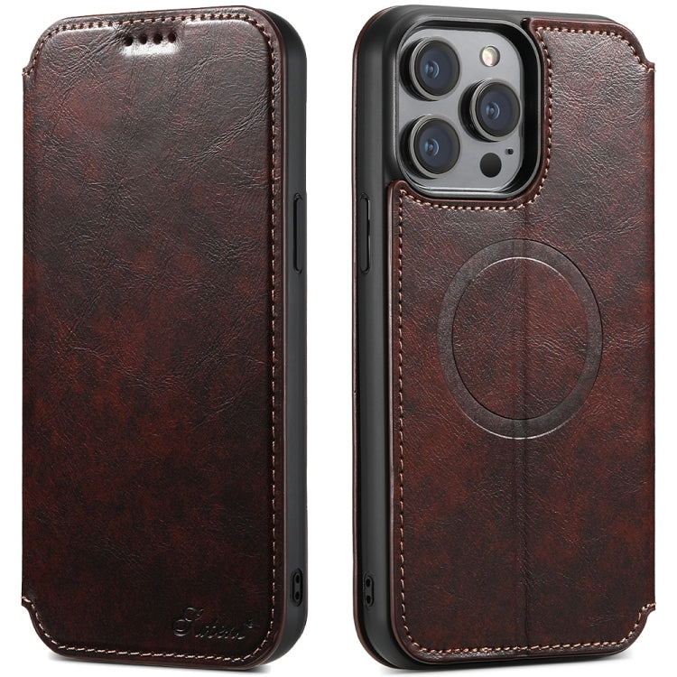 Suteni J05 Leather Magnetic MagSafe Phone Case, For iPhone 17 Pro Max, For iPhone 17 Pro, For iPhone 17, For iPhone 17 AIr, For iPhone 16 Pro Max, For iPhone 16 Pro, For iPhone 16 Plus, For iPhone 16, For iPhone 15 Pro Max, For iPhone 15 Pro�����������...