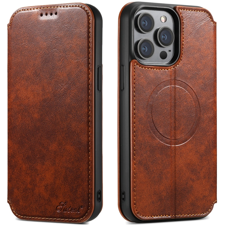 Suteni J05 Leather Magnetic MagSafe Phone Case, For iPhone 17 Pro Max, For iPhone 17 Pro, For iPhone 17, For iPhone 17 AIr, For iPhone 16 Pro Max, For iPhone 16 Pro, For iPhone 16 Plus, For iPhone 16, For iPhone 15 Pro Max, For iPhone 15 Pro�����������...