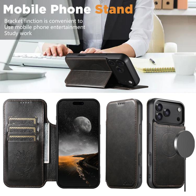 Suteni J05 Leather Magnetic MagSafe Phone Case, For iPhone 17 Pro Max, For iPhone 17 Pro, For iPhone 17, For iPhone 17 AIr, For iPhone 16 Pro Max, For iPhone 16 Pro, For iPhone 16 Plus, For iPhone 16, For iPhone 15 Pro Max, For iPhone 15 Pro�����������...