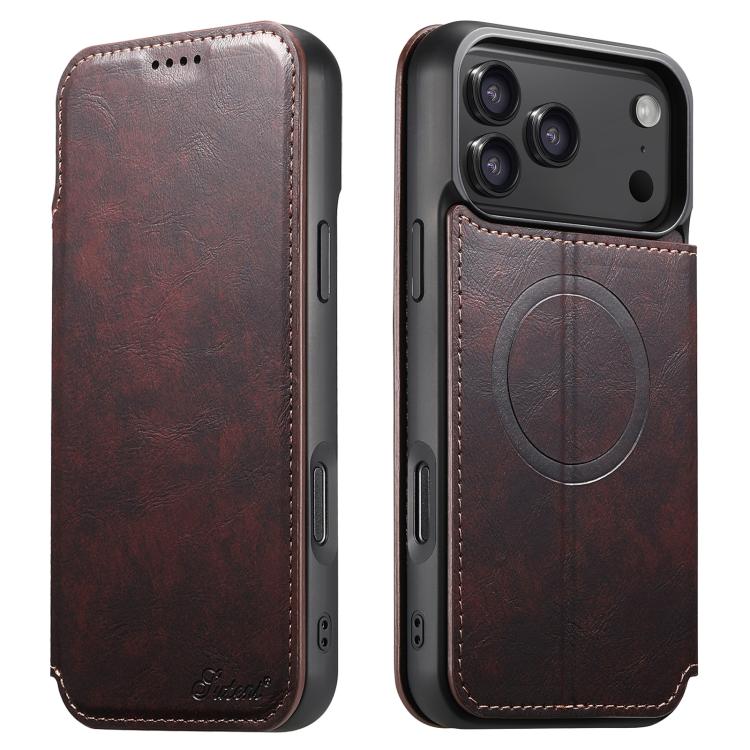 Suteni J05 Leather Magnetic MagSafe Phone Case, For iPhone 17 Pro Max, For iPhone 17 Pro, For iPhone 17, For iPhone 17 AIr, For iPhone 16 Pro Max, For iPhone 16 Pro, For iPhone 16 Plus, For iPhone 16, For iPhone 15 Pro Max, For iPhone 15 Pro�����������...