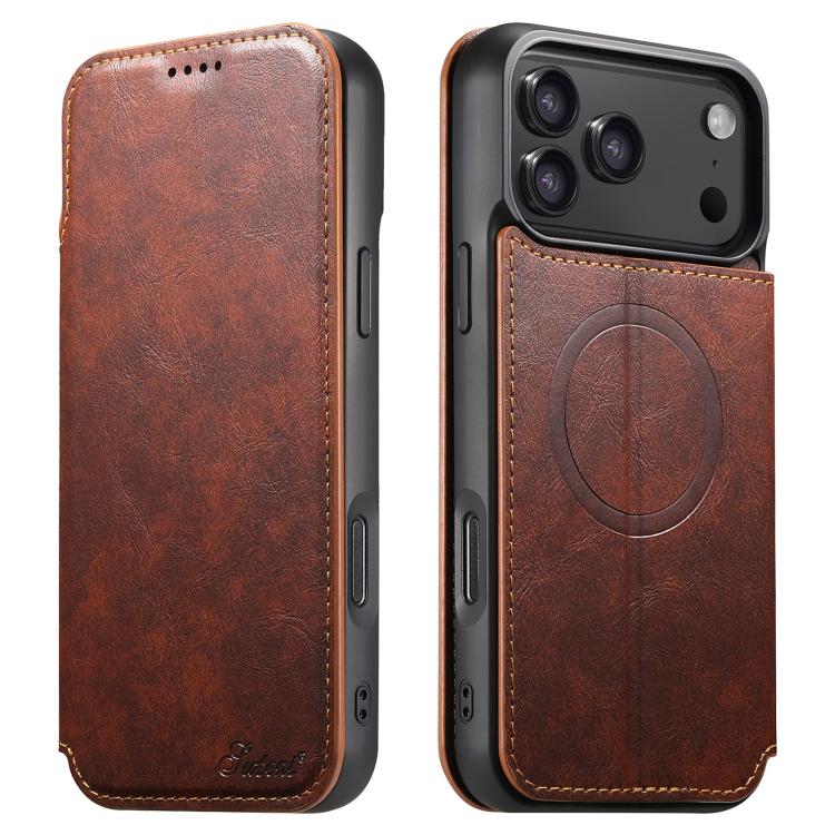 Suteni J05 Leather Magnetic MagSafe Phone Case, For iPhone 17 Pro Max, For iPhone 17 Pro, For iPhone 17, For iPhone 17 AIr, For iPhone 16 Pro Max, For iPhone 16 Pro, For iPhone 16 Plus, For iPhone 16, For iPhone 15 Pro Max, For iPhone 15 Pro�����������...