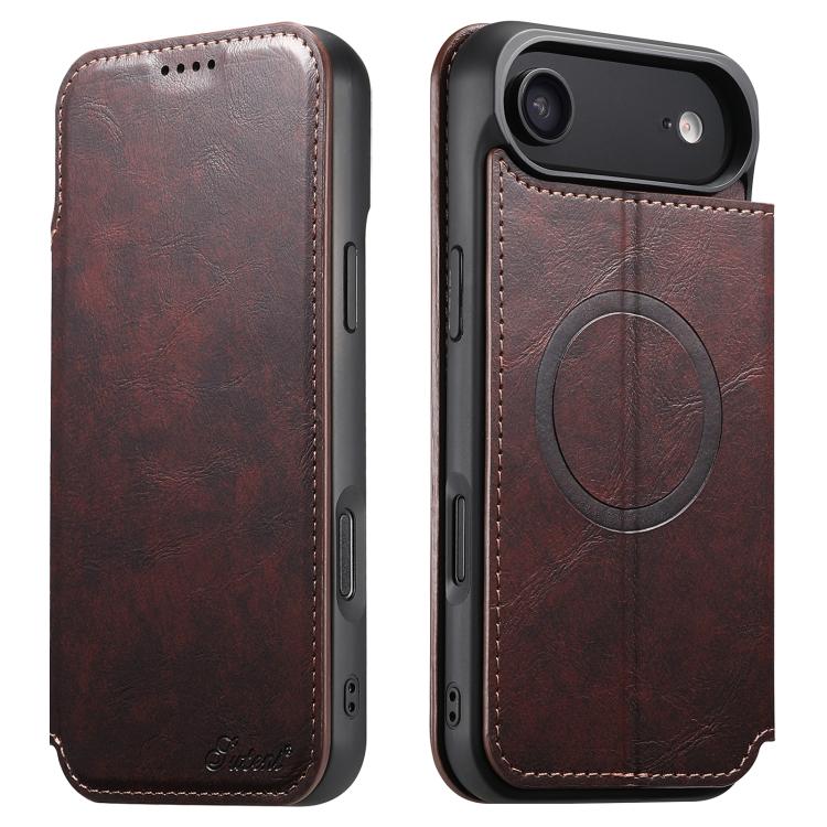 Suteni J05 Leather Magnetic MagSafe Phone Case, For iPhone 17 Pro Max, For iPhone 17 Pro, For iPhone 17, For iPhone 17 AIr, For iPhone 16 Pro Max, For iPhone 16 Pro, For iPhone 16 Plus, For iPhone 16, For iPhone 15 Pro Max, For iPhone 15 Pro�����������...