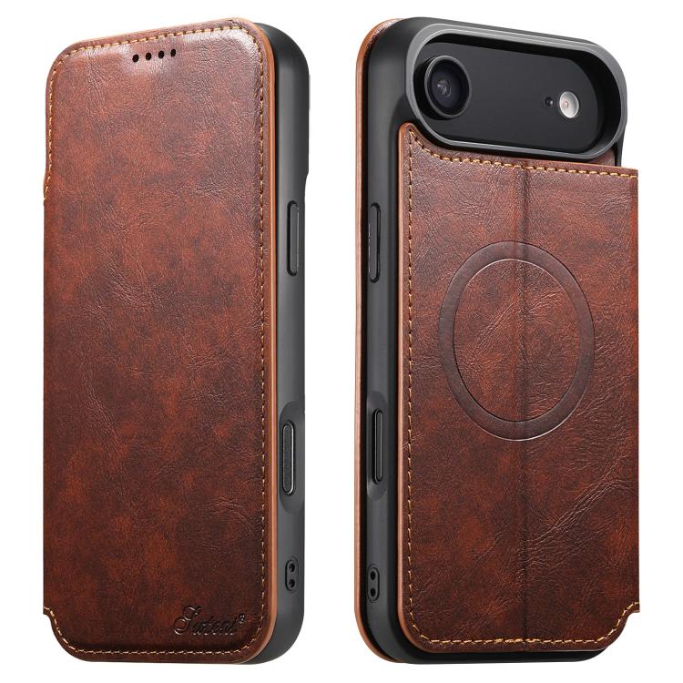 Suteni J05 Leather Magnetic MagSafe Phone Case, For iPhone 17 Pro Max, For iPhone 17 Pro, For iPhone 17, For iPhone 17 AIr, For iPhone 16 Pro Max, For iPhone 16 Pro, For iPhone 16 Plus, For iPhone 16, For iPhone 15 Pro Max, For iPhone 15 Pro�����������...