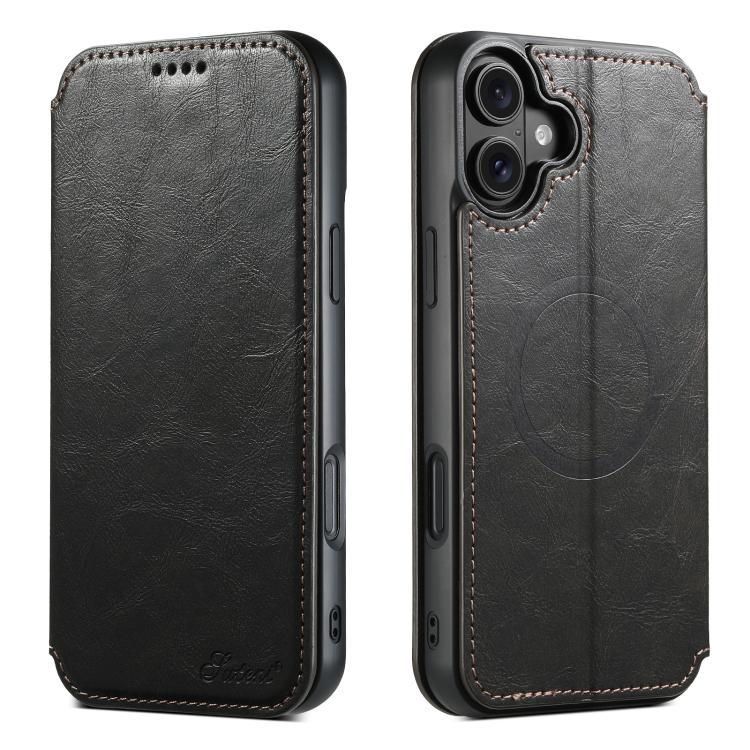 Suteni J05 Leather Magnetic MagSafe Phone Case, For iPhone 17 Pro Max, For iPhone 17 Pro, For iPhone 17, For iPhone 17 AIr, For iPhone 16 Pro Max, For iPhone 16 Pro, For iPhone 16 Plus, For iPhone 16, For iPhone 15 Pro Max, For iPhone 15 Pro�����������...