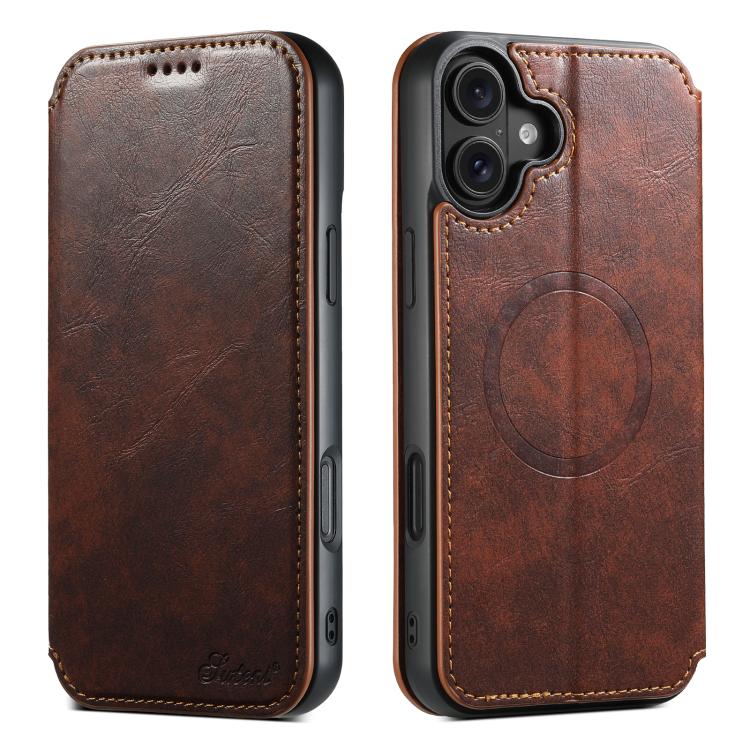Suteni J05 Leather Magnetic MagSafe Phone Case, For iPhone 17 Pro Max, For iPhone 17 Pro, For iPhone 17, For iPhone 17 AIr, For iPhone 16 Pro Max, For iPhone 16 Pro, For iPhone 16 Plus, For iPhone 16, For iPhone 15 Pro Max, For iPhone 15 Pro�����������...