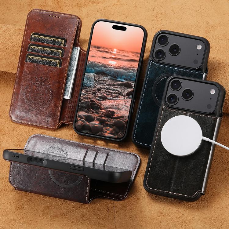 Suteni J05 Leather Magnetic MagSafe Phone Case, For iPhone 17 Pro Max, For iPhone 17 Pro, For iPhone 17, For iPhone 17 AIr, For iPhone 16 Pro Max, For iPhone 16 Pro, For iPhone 16 Plus, For iPhone 16, For iPhone 15 Pro Max, For iPhone 15 Pro�����������...