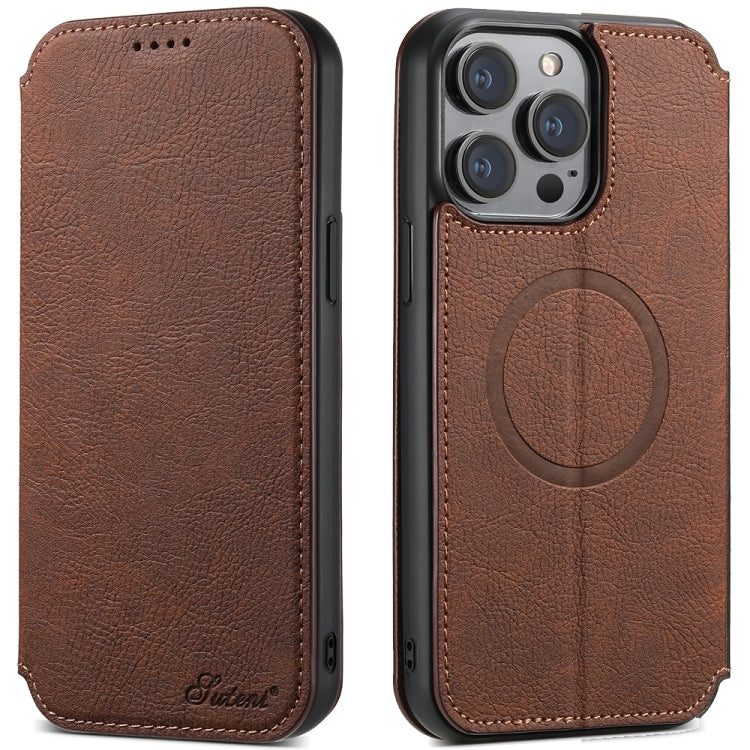 Suteni J06 Retro Matte Litchi Texture Leather MagSafe Phone Case, For iPhone 17 Pro Max, For iPhone 17 Pro, For iPhone 17, For iPhone 17 Air, For iPhone 16 Pro Max, For iPhone 16 Pro, For iPhone 16 Plus, For iPhone 16, For iPhone 15 Pro Max������������...