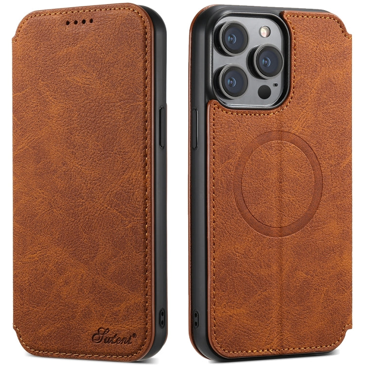 Suteni J06 Retro Matte Litchi Texture Leather MagSafe Phone Case, For iPhone 17 Pro Max, For iPhone 17 Pro, For iPhone 17, For iPhone 17 Air, For iPhone 16 Pro Max, For iPhone 16 Pro, For iPhone 16 Plus, For iPhone 16, For iPhone 15 Pro Max������������...