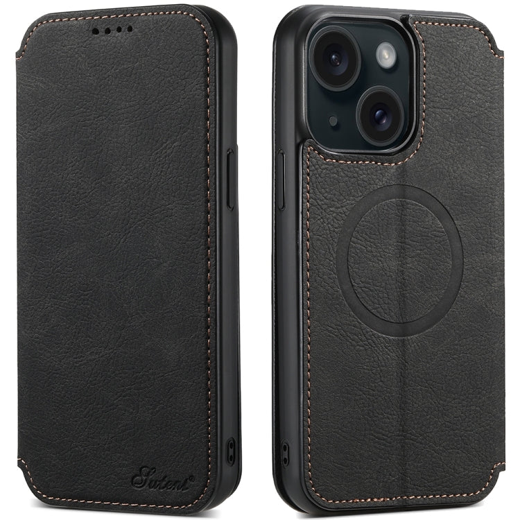 Suteni J06 Retro Matte Litchi Texture Leather MagSafe Phone Case, For iPhone 17 Pro Max, For iPhone 17 Pro, For iPhone 17, For iPhone 17 Air, For iPhone 16 Pro Max, For iPhone 16 Pro, For iPhone 16 Plus, For iPhone 16, For iPhone 15 Pro Max������������...