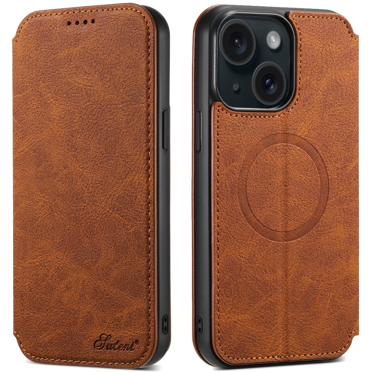 Suteni J06 Retro Matte Litchi Texture Leather MagSafe Phone Case, For iPhone 17 Pro Max, For iPhone 17 Pro, For iPhone 17, For iPhone 17 Air, For iPhone 16 Pro Max, For iPhone 16 Pro, For iPhone 16 Plus, For iPhone 16, For iPhone 15 Pro Max������������...