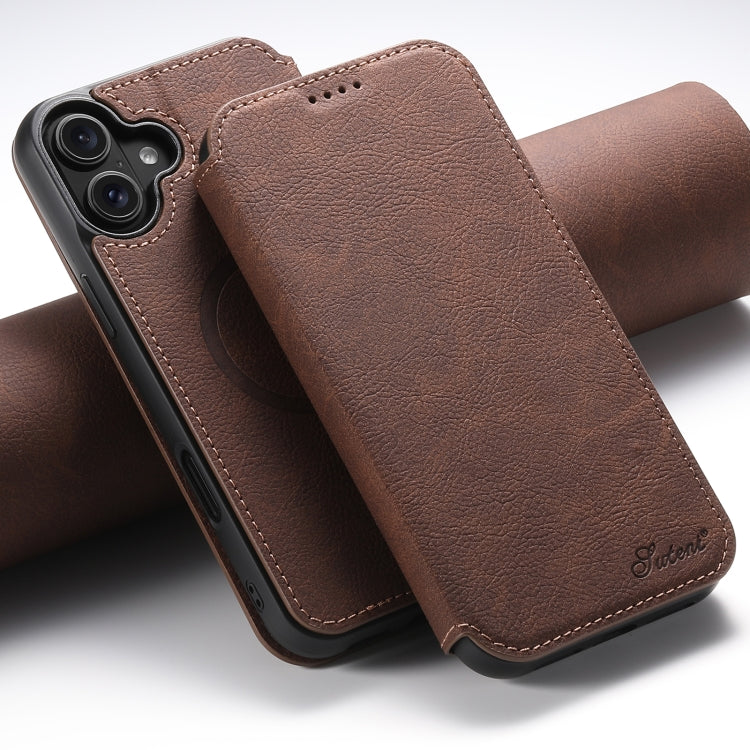Suteni J06 Retro Matte Litchi Texture Leather MagSafe Phone Case, For iPhone 17 Pro Max, For iPhone 17 Pro, For iPhone 17, For iPhone 17 Air, For iPhone 16 Pro Max, For iPhone 16 Pro, For iPhone 16 Plus, For iPhone 16, For iPhone 15 Pro Max������������...