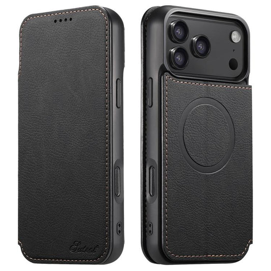 Suteni J06 Retro Matte Litchi Texture Leather MagSafe Phone Case, For iPhone 17 Pro Max, For iPhone 17 Pro, For iPhone 17, For iPhone 17 Air, For iPhone 16 Pro Max, For iPhone 16 Pro, For iPhone 16 Plus, For iPhone 16, For iPhone 15 Pro Max������������...