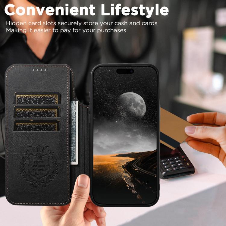 Suteni J06 Retro Matte Litchi Texture Leather MagSafe Phone Case, For iPhone 17 Pro Max, For iPhone 17 Pro, For iPhone 17, For iPhone 17 Air, For iPhone 16 Pro Max, For iPhone 16 Pro, For iPhone 16 Plus, For iPhone 16, For iPhone 15 Pro Max������������...