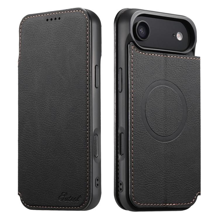 Suteni J06 Retro Matte Litchi Texture Leather MagSafe Phone Case, For iPhone 17 Pro Max, For iPhone 17 Pro, For iPhone 17, For iPhone 17 Air, For iPhone 16 Pro Max, For iPhone 16 Pro, For iPhone 16 Plus, For iPhone 16, For iPhone 15 Pro Max������������...