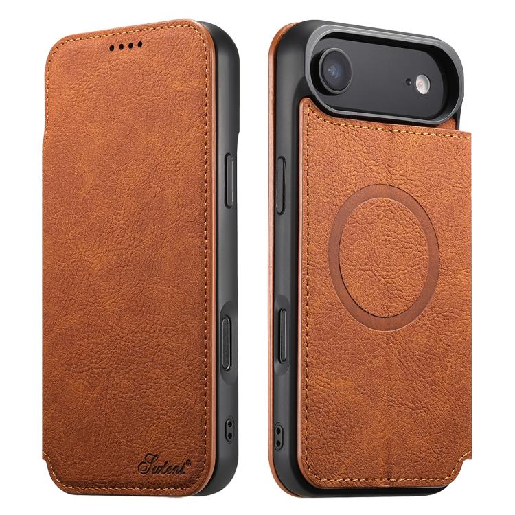 Suteni J06 Retro Matte Litchi Texture Leather MagSafe Phone Case, For iPhone 17 Pro Max, For iPhone 17 Pro, For iPhone 17, For iPhone 17 Air, For iPhone 16 Pro Max, For iPhone 16 Pro, For iPhone 16 Plus, For iPhone 16, For iPhone 15 Pro Max������������...