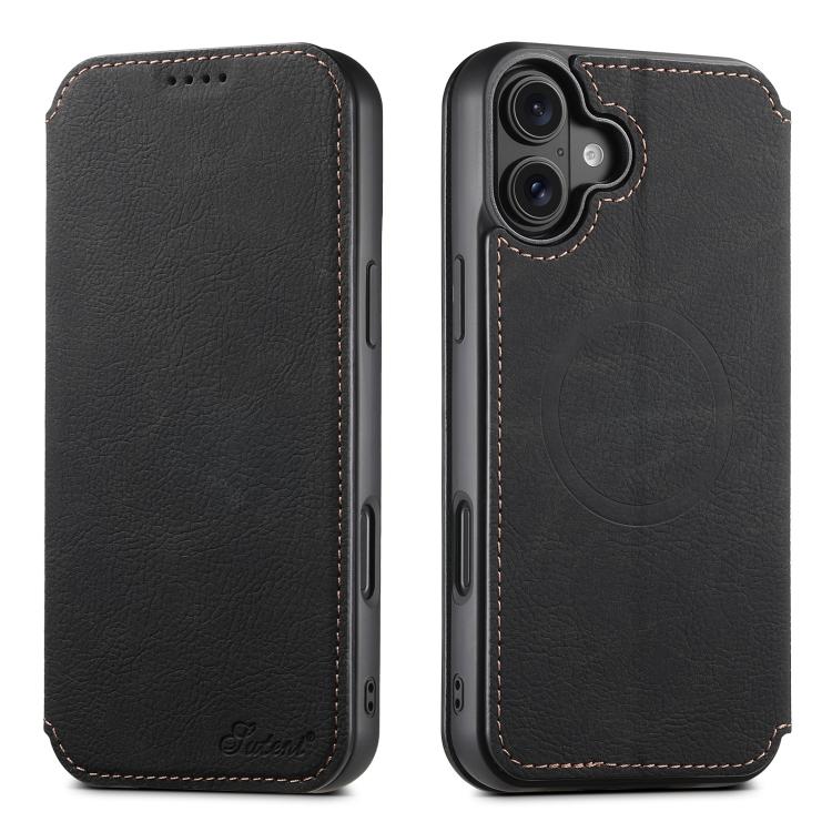 Suteni J06 Retro Matte Litchi Texture Leather MagSafe Phone Case, For iPhone 17 Pro Max, For iPhone 17 Pro, For iPhone 17, For iPhone 17 Air, For iPhone 16 Pro Max, For iPhone 16 Pro, For iPhone 16 Plus, For iPhone 16, For iPhone 15 Pro Max������������...