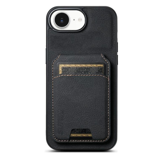 Suteni H02 Litchi Leather Card Wallet Stand Back Phone Case, For iPhone 16e, For iPhone 16 Pro Max, For iPhone 16 Pro, For iPhone 16 Plus, For iPhone 16, For iPhone 15 Pro Max, For iPhone 15 Pro, For iPhone 15 Plus, For iPhone 15