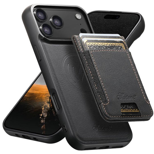 Suteni H17 Litchi Texture Leather MagSafe Detachable Wallet Phone Case, For iPhone 17 Pro Max, For iPhone 17 Pro, For iPhone 17, For iPhone 17 Air, For iPhone 16e, For iPhone 16 Pro Max, For iPhone 16 Pro, For iPhone 16 Plus, For iPhone 16�������������...
