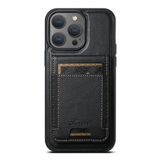 Suteni H17 Oil Eax Leather MagSafe Detachable Wallet Phone Case