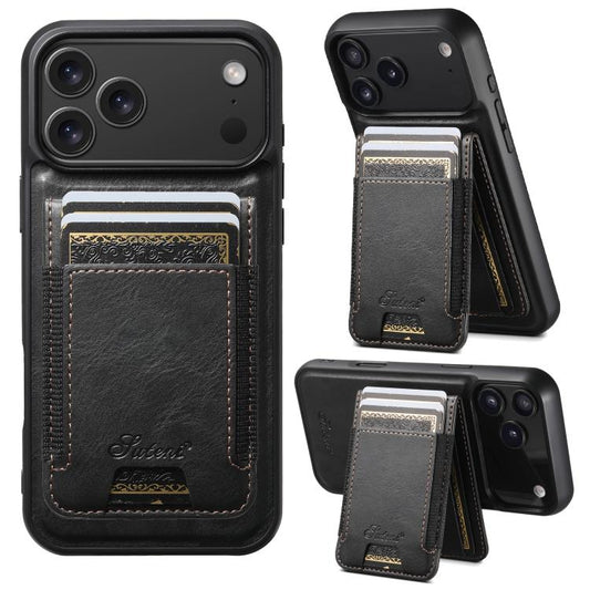 Suteni H17 Oil Eax Leather MagSafe Detachable Wallet Phone Case