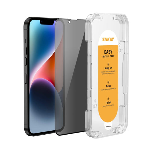 ENKAY Easy Install Anti-peeping Privacy Full Screen Tempered Glass Film, For iPhone 14 / 16e / 13 / 13 Pro, For iPhone 16 Pro Max, For iPhone 16 Pro, For iPhone 16 Plus, For iPhone 15 Plus, For iPhone 16, For iPhone 15, For iPhone 15 Pro Max�����������...