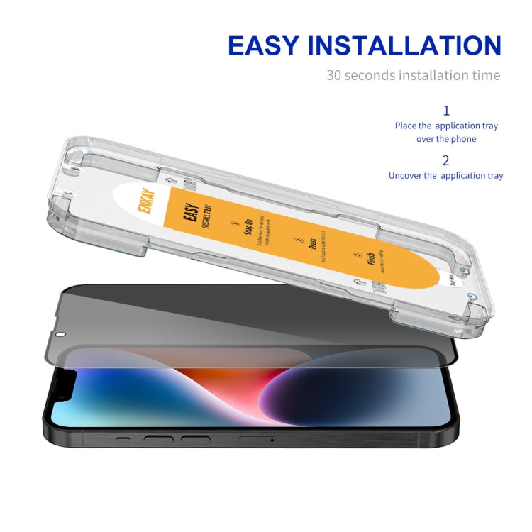 ENKAY Easy Install Anti-peeping Privacy Full Screen Tempered Glass Film, For iPhone 14 / 16e / 13 / 13 Pro, For iPhone 16 Pro Max, For iPhone 16 Pro, For iPhone 16 Plus, For iPhone 15 Plus, For iPhone 16, For iPhone 15, For iPhone 15 Pro Max�����������...