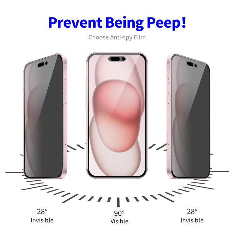 ENKAY Easy Install Anti-peeping Privacy Full Screen Tempered Glass Film, For iPhone 14 / 16e / 13 / 13 Pro, For iPhone 16 Pro Max, For iPhone 16 Pro, For iPhone 16 Plus, For iPhone 15 Plus, For iPhone 16, For iPhone 15, For iPhone 15 Pro Max�����������...