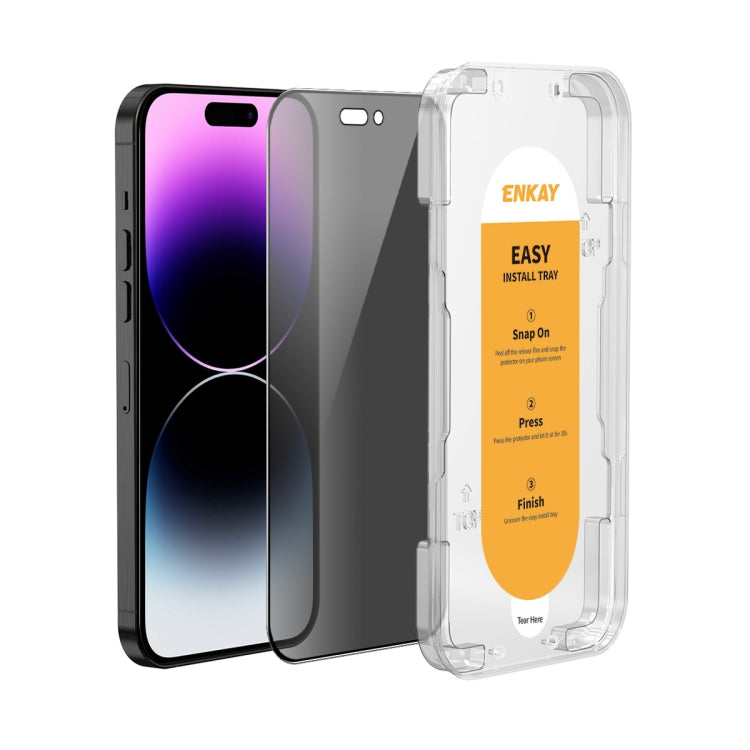 ENKAY Easy Install Anti-peeping Privacy Full Screen Tempered Glass Film, For iPhone 14 / 16e / 13 / 13 Pro, For iPhone 16 Pro Max, For iPhone 16 Pro, For iPhone 16 Plus, For iPhone 15 Plus, For iPhone 16, For iPhone 15, For iPhone 15 Pro Max�����������...