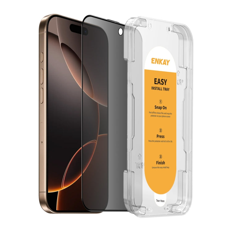 ENKAY Easy Install Anti-peeping Privacy Full Screen Tempered Glass Film, For iPhone 14 / 16e / 13 / 13 Pro, For iPhone 16 Pro Max, For iPhone 16 Pro, For iPhone 16 Plus, For iPhone 15 Plus, For iPhone 16, For iPhone 15, For iPhone 15 Pro Max�����������...