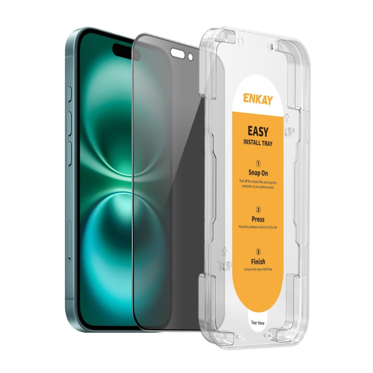 ENKAY Easy Install Anti-peeping Privacy Full Screen Tempered Glass Film, For iPhone 14 / 16e / 13 / 13 Pro, For iPhone 16 Pro Max, For iPhone 16 Pro, For iPhone 16 Plus, For iPhone 15 Plus, For iPhone 16, For iPhone 15, For iPhone 15 Pro Max�����������...