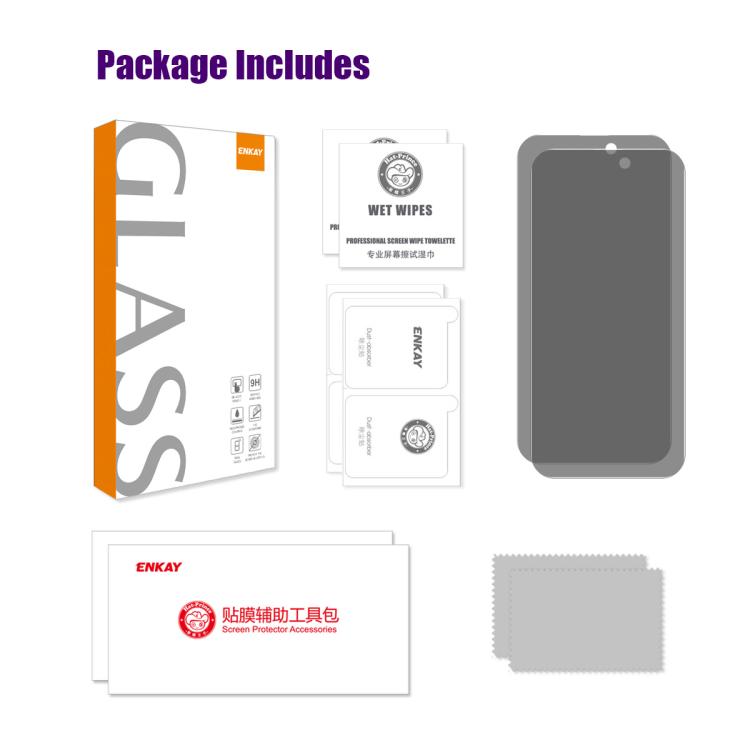 2pcs ENKAY Hat-Prince 28 Degree Anti-peeping Privacy Tempered Glass Film, For iPhone 17 Pro Max, For iPhone 17 Pro, For iPhone 17, For iPhone 17 Air, For iPhone 16 Pro Max, For iPhone 16 Pro, For iPhone 16 Plus, For iPhone 16, For iPhone 15 Pro Max����...