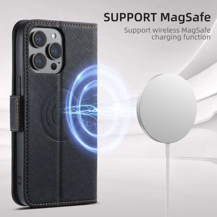 Suteni J08 Multifunctional Cross Texture MagSafe Leather Phone Case, For iPhone 12 Pro Max, For iPhone 12 Pro