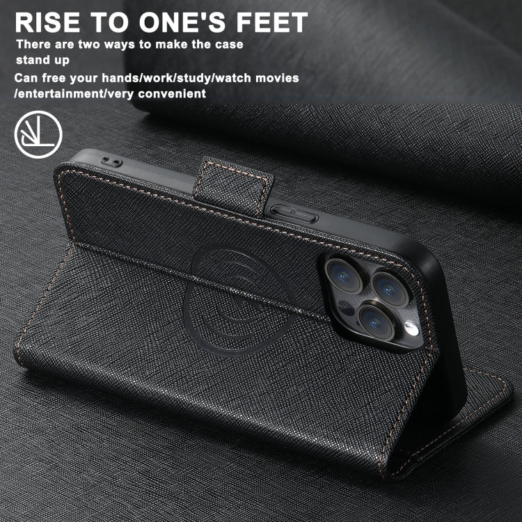Suteni J08 Multifunctional Cross Texture MagSafe Leather Phone Case, For iPhone 12 Pro Max, For iPhone 12 Pro